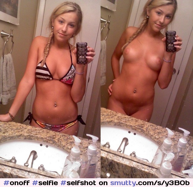 Petite Amateur Taking Selfies In The Bathroom In Her Bikini And Naked See More Hotties On Our