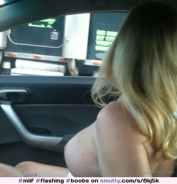 Blonde #milf #flashing her #boobs to truck drivers #bigtits #amateur #blonde #hotmom