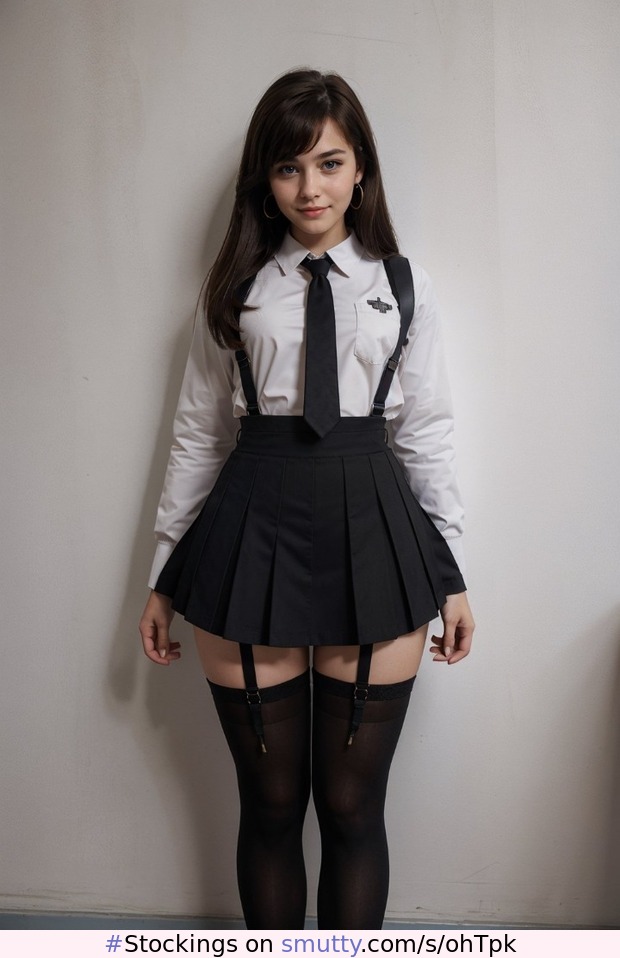 #Stockings #BlackTights #ShortSkirt #Schoolgirl #Brunette #Curves