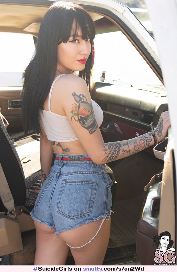 #SuicideGirls #darkhair #redlips #teen #babe #tattooed #hotpants #jeans #shorts #ass #niceass #cutie #nn #hottie #car #sexy #erotic #goddess
