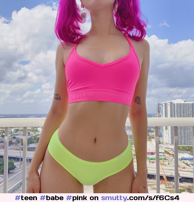 #teen #babe #pink #pinkhair #nn #panties #sportswear #yellow #balcony #summer #teenslut #hottie #petite #nicebody #sexy #seductive #cute