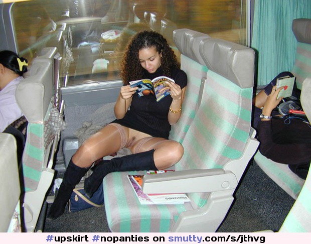 #upskirt #nopanties #commando #train #boots #stockings #public #minidress