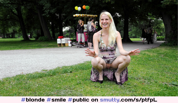 #blonde #smile #public #outdoors #flashing #pussy #flashingpussy #park #dress
