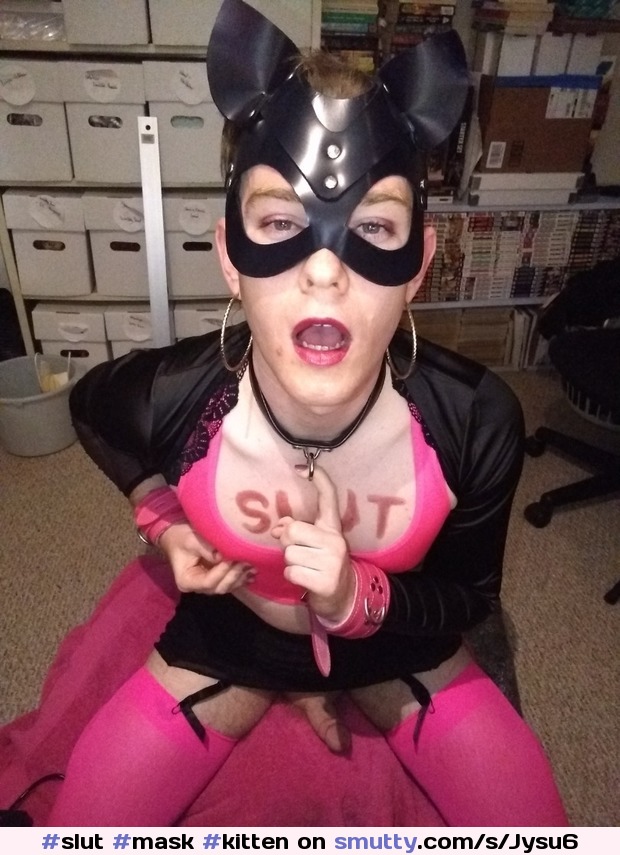 #slut #mask #kitten #submissive #bodywriting #pink #hotpink #bdsm #salivatingsub