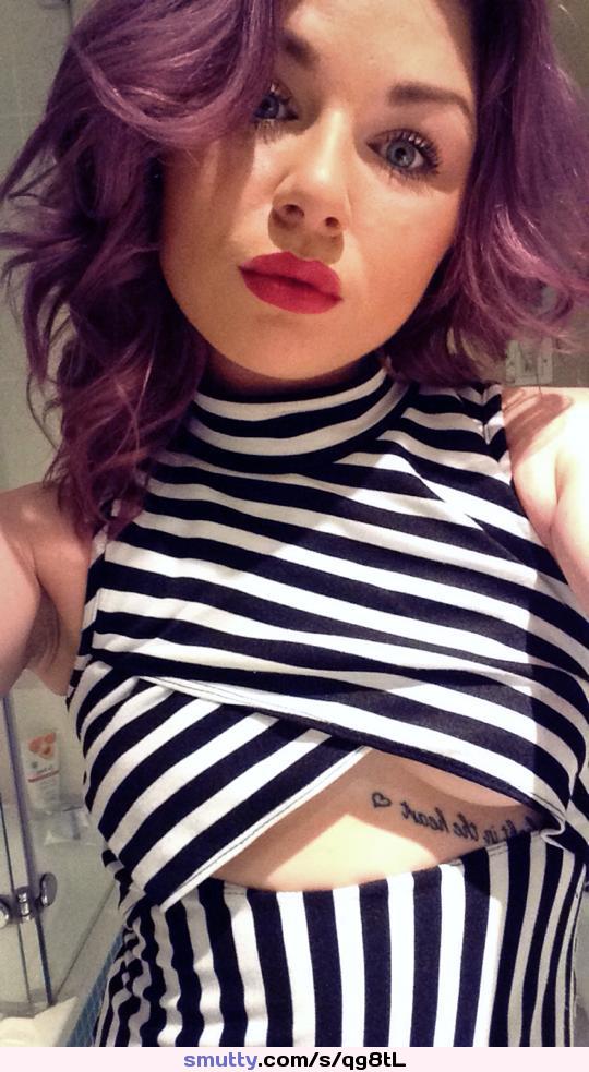 #purplehair #selfie #redlipstick #tattoo #blueeyes #hot
