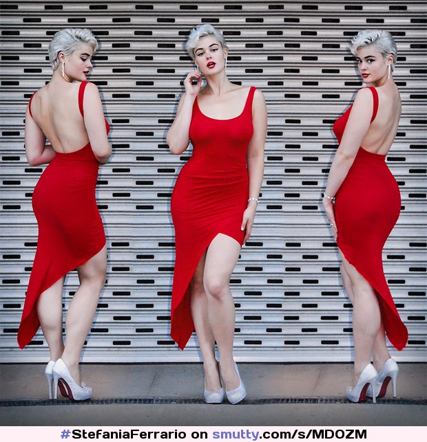#StefaniaFerrario #blonde #shorthair #curvy #ass #fashion #reddress #highheels #sexy #erotic