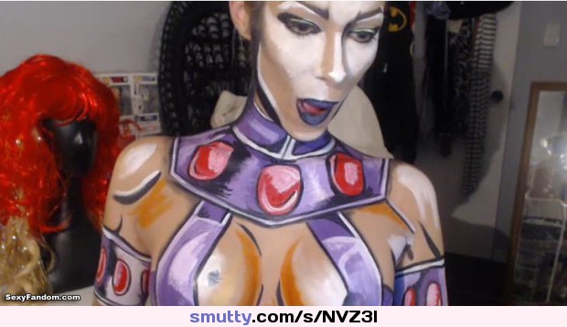 Elise Rivers Starfire Body Paint Cosplay