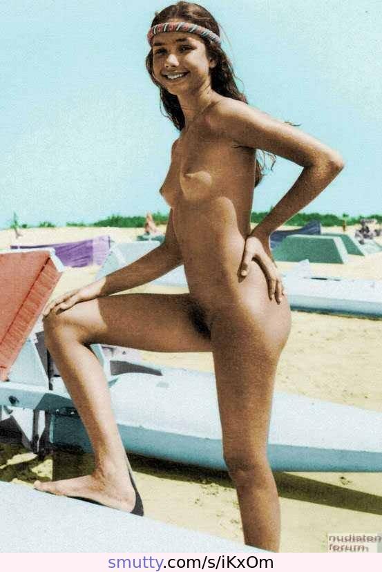 #HeleneKypriadis #CapdAgde #France #nudist #naturist #beach #vintage #amateur #posing #brunette #smiling #bush #public #outdoor #outdoors