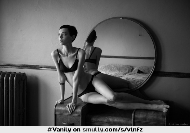 Meone by #MichaelCordiez #shorthair #tattooed #mirror #Vanity