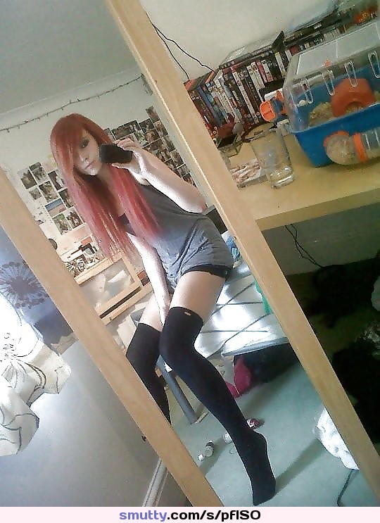 #trap #shemale #redhair #thighhighsocks #edgeofbed