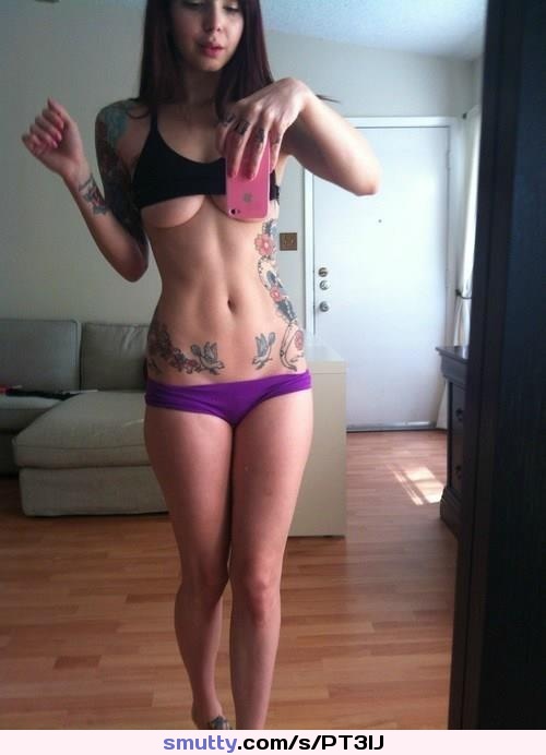 #selfie #tattoos #purplepanties #underboob #almostnaked #HardWoodFloor #sexyasfuck