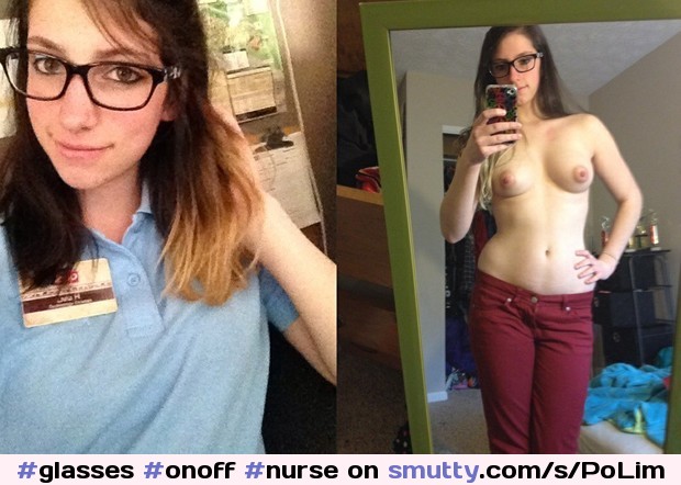 #glasses #onoff #nurse #scrubs #mirroshot #CuteLittleTits