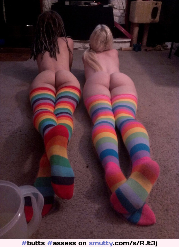 #butts #assess #tastetherainbow #thighhighsocks #stripedsocks #choices #cutebutts