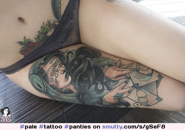 #pale #tattoo #panties #Lace #dainty #underwear #blackpanties #naval