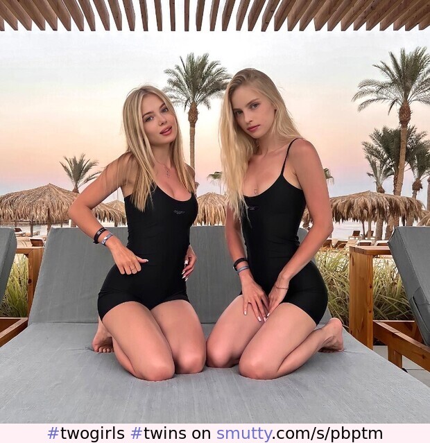 #twogirls #twins ? #kneeling #minidress #littleblackdress