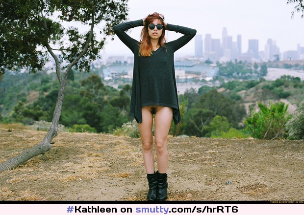 #Kathleen for #thedeathofyouth #nature #outdoors #public #updress #upskirtnopanties #boots #pussy #commando #flashing #sunglasses #redhead