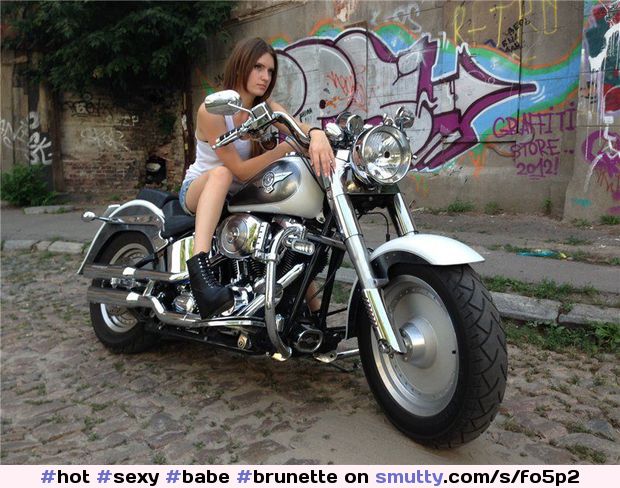 #hot #sexy #babe #brunette #Erotic #cute #pretty #Beautiful #outdoors #biker #bikergirl #bike #longhair #girl
