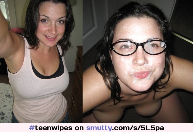 #teenwipes #beforeandafter #messy #cumshot #slut #homemade #amateur #whitetop #cumonface #cumonglasses #cumglasses