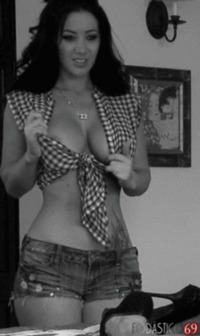 #brunette#BlackAndWhite#openshirt#hotpant#jeans#tanlines#RevealBoobs#revealtits#revealingbreasts#necklace#tattoo#inked#nipples#boobs#breasts