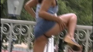 very #shorttight #jeanskirt #lithe #fox #walks & #HoldsHands w/bf; #runs when #Chased #upstairs; #flashes #ass #inpublic 3:17 #nosex  #video