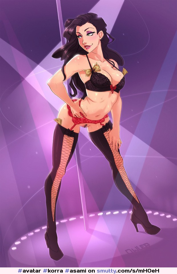 #avatar#korra#asami#owler#bra#breasts#garter#heels#lingerie#lipstick#stripper#thighhighs#underwear#anime#hentai#hot